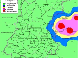 По данным ФГБУ «Верхне-Волжское УГМС», 10.10.2023 на территории области установился 1, 2 класс, в 1 МО 3 класс пожароопасности лесов и торфяников.